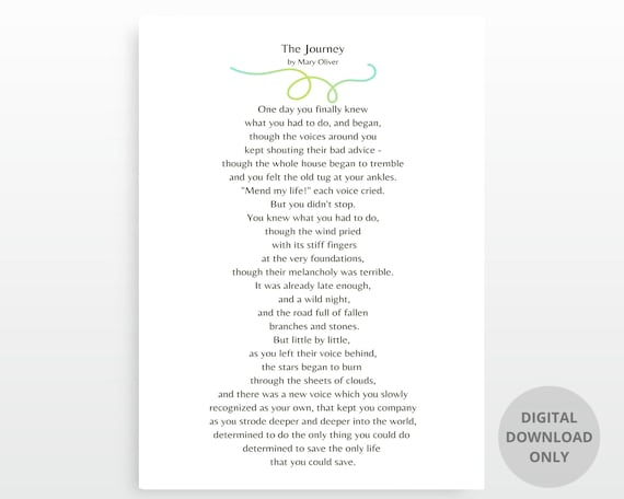 The Journey Mary Oliver the Journey Poem Poem Gift Wall - Etsy