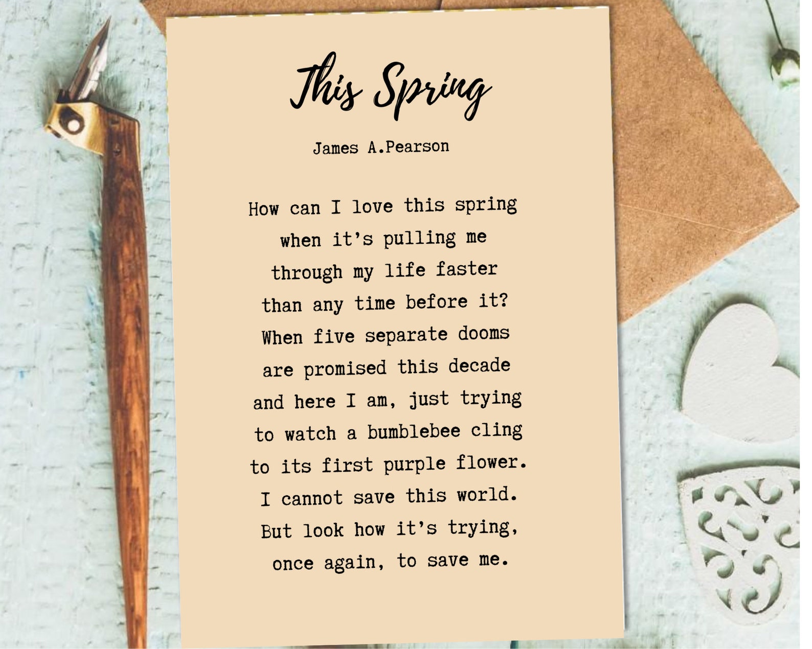DIGITAL Print, Spring Poem, James A. Pearson, Printable Art, Poetry ...
