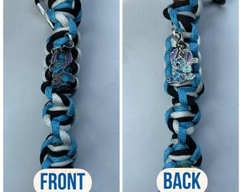 spiral keychain with (2)  charm