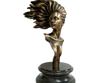 Bronze Women Sculpture, Mistral Statue, Girl Statue, Women Bust, Mistral Bust, Modern Home Decor Figure, Home Decoration Statue, Home Gift