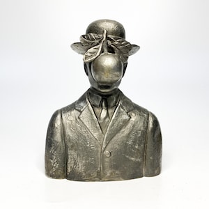 Rene Magritte &quot;The Son of Man&quot; Statue, Bronze Sculpture, Bronze Ornament, Bronze Art Piece, Housewarming gift, Artistic gift for art lover