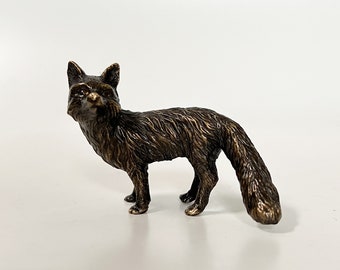 Statue de renard en bronze, sculpture de renard, figurine de renard, article de cadeau de Noël, cadeau, figurine animale, figurine de renard miniature, article de décoration de table