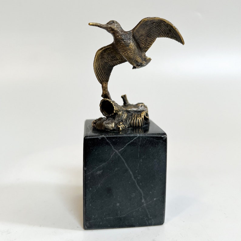 Statue de bécasse en bronze, bécasse sur marbre, sculpture de bécasse, figurine d'oiseau, article de décoration d'intérieur, statue d'oiseau, cadeau de pendaison de crémaillère image 7