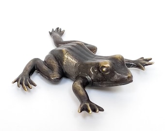 Frog Sculpture, Bronze Frog Statue, Frog Figure, Christmas Gift, Animal Statue, Miniature Frog Sculpture, Collectible Sculpture, Animal Gift