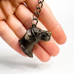 Bronze Drahthaar Keychain, Dog Keychain, Dog Figure, Dog Lover Gift, Dog Charm, Bronze Keyring, German Wirehaired Pointer, Drahthaar Keyring