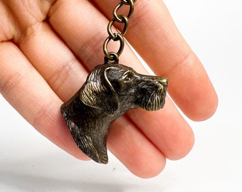 Bronze Drahthaar Dog Keychain -Bronze Dog Figurine - Dog Keychain -Dog Lover Gift-Bronze dog charm-Bronze Keychain-German Wirehaired Pointer