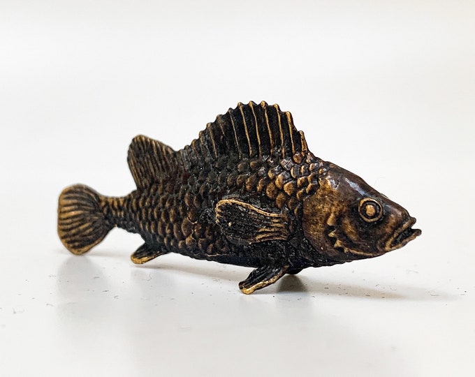 Bronzen vis standbeeld, vis sculptuur, vis figuur, dierlijke kunst figuur, miniatuur vis, bronzen miniatuur, vis minnaar geschenk, zee dier figuur