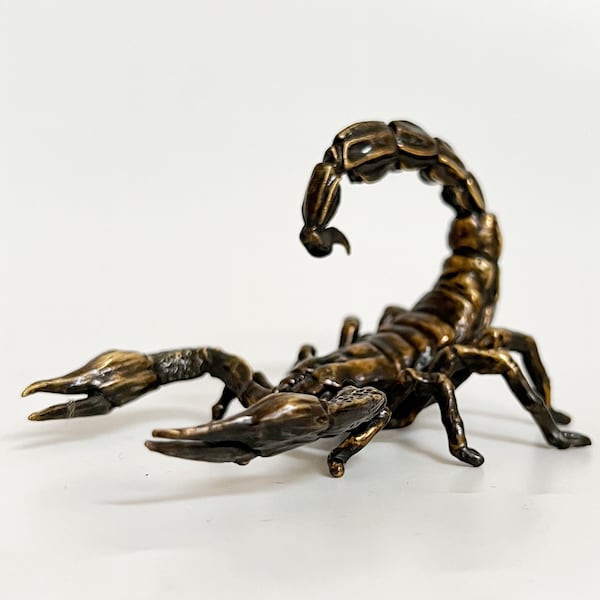 Statue de scorpion en bronze, Scorpion, Sculpture de scorpion, Arachnide, Sculpture de reptile, Miniature de collection, Ornement animal