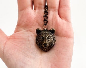 Bronze Bear Keychain, Bear Keyholder, Hunter Gift Idea, Bronze Keychain, Bear Keyring, Christmas Gift Item, Halloween gift, Birthday Gift