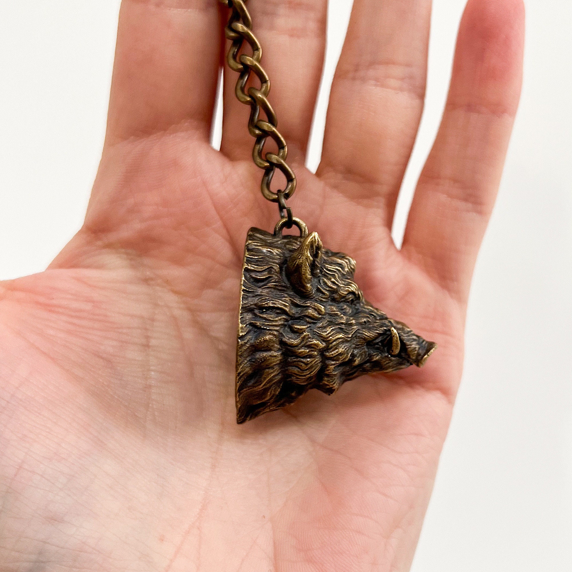 Bronze Boar Head Keychain - Hog Lover Hunter Gift - Etsy