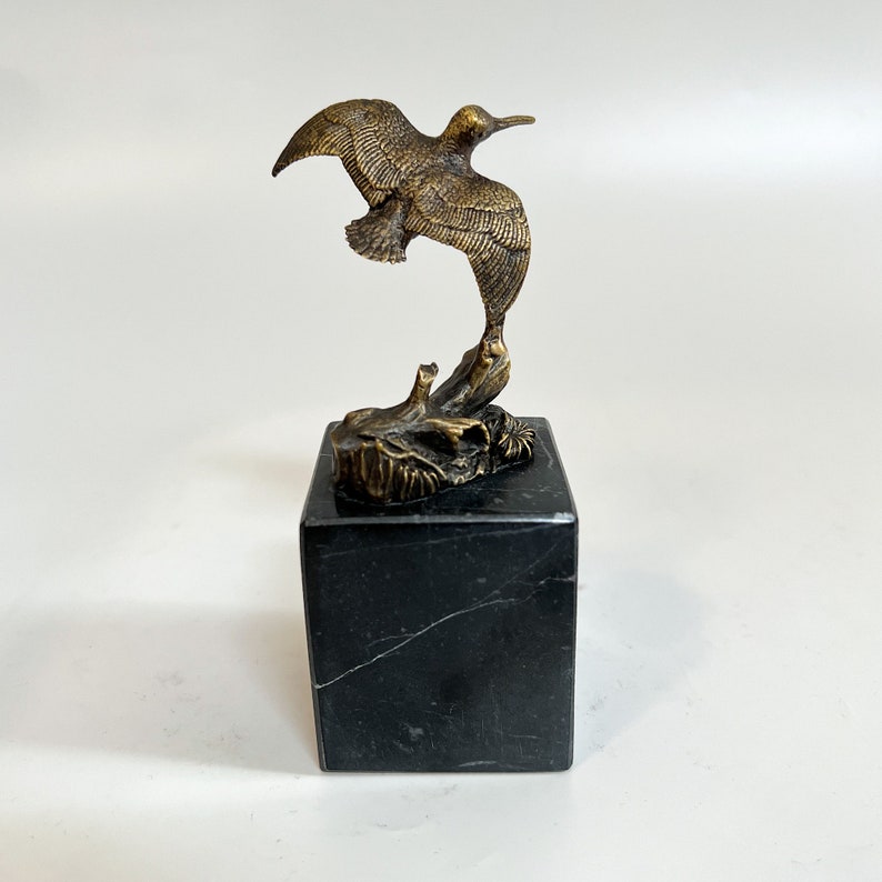 Statue de bécasse en bronze, bécasse sur marbre, sculpture de bécasse, figurine d'oiseau, article de décoration d'intérieur, statue d'oiseau, cadeau de pendaison de crémaillère image 5