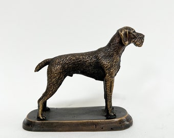 Bronze Drahthaar Statue, Drahthaar Dog Figurine, Drahthaar Sculpture, German Wirehaired Pointer Statue, Hunter Dog Figure, Hunter Gift Idea