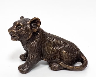 Bronze Baby Lion Statue - Lion Sculpture - Lion Figure - Bonze Animal Statue - Animal Art Figure - Bronze Animal Bibelot