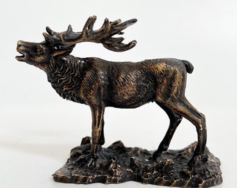 Bronze Deer Statue, Deer Sculpture, Moose Sculpture, Christmas Gift, Cariboo Statue, Animal Sculpture, Miniature Animals Figure