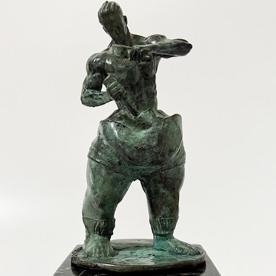 Bronze Self Carved Man Statue - Sportsman Sculpture - Pop Art