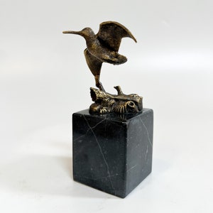 Statue de bécasse en bronze, bécasse sur marbre, sculpture de bécasse, figurine d'oiseau, article de décoration d'intérieur, statue d'oiseau, cadeau de pendaison de crémaillère image 3