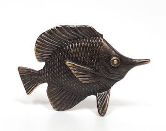 Sculpture de poisson, Statue de poisson en bronze, Figurine de poisson, Sculptures animalières, Figurine de poisson miniature, Animal miniature en bronze, Cadeau pour amateur de poisson