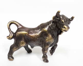 Bronze Bull Statue, Miniature Bull Sculpture, Animal Figurine, Bull Figurine, Miniature Statue- Collectible Animal Art, Chisrtmas Gift item