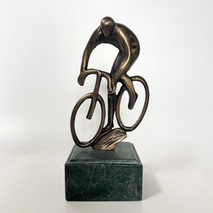 Bronze Bicycle Sculpture-Bicyclist Figure-Collectible Bike Statue-Bronze of Man Riding Bicycle-Racing Cyclist Sculpture-Bronze Bicycle Award