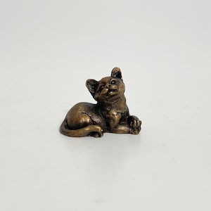 Bronze Cat Statue, Cat Figure, Cat Sculpture, Christmas Gift, Gift for Kid, Miniature Cat Figure, Bronze Gift idea, Cat Lover Gift,