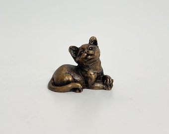Bronze Cat Statue, Cat Figure, Cat Sculpture, Christmas Gift, Gift for Kid, Miniature Cat Figure, Bronze Gift idea, Cat Lover Gift,