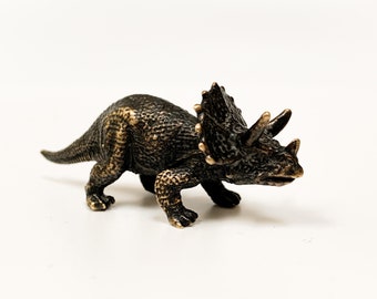 Bronze Triceratops Dinosaur Statue - Triceratops Sculpture - Christmas Gift - Animal Art Figure- Miniature Statue - Collectible Miniature