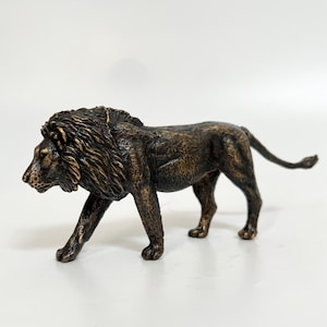 Lion Sculpture, Bronze Lion Statue, Bronze Animal Figures, Animal Art Statue, Bronze Ornaments, Gift for Christmas, Permanent Gift idea