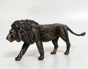 Lion Sculpture, Bronze Lion Statue, Bronze Animal Figures, Animal Art Statue, Bronze Ornaments, Gift for Christmas, Permanent Gift idea