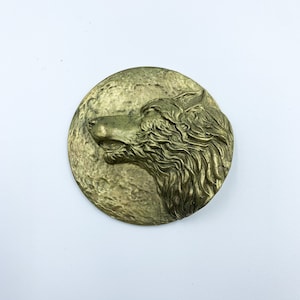 Bronze Wolf Medallion, Wolf Locket, Wolf Charm, Animal Locket, Wolf Figure, Wolf Pendent, Wild Animal Coin, Wolf Paper Weight, Office Gift