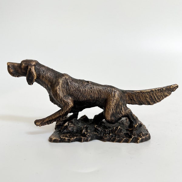 Statue de chien setter, sculpture de setter en bronze, statue de setter, objet pour amoureux des animaux, idée cadeau pour propriétaire de chien, figurine de chien setter, idée cadeau chasseur