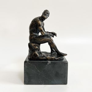 Bronze Boxer at Rest Statue-Boxer Sculpture-Boxer at Rest Figure-Roman Art Figure-Ancient Greek Statue-Sitting Boxer Statue-Famous Statue image 1