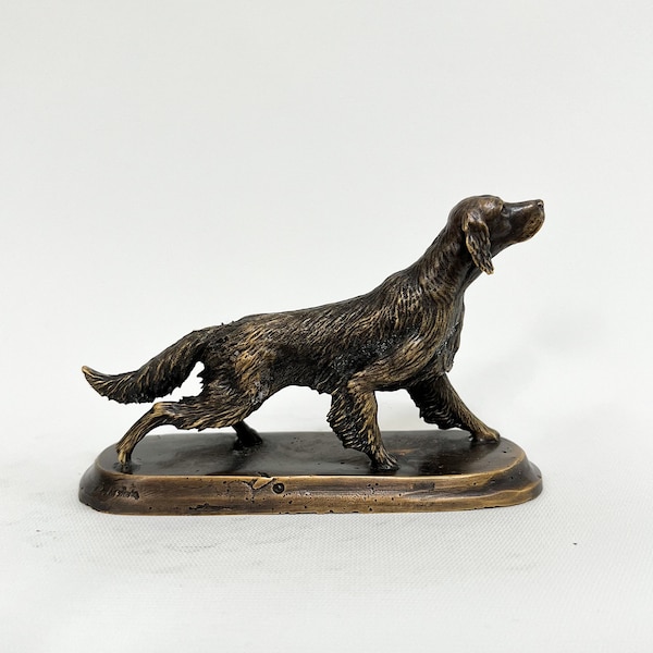 Statuette en bronze de chien setter, sculpture de setter, statue de setter, statue de chien chasseur, cadeau pour amateur de chasse, figurine de chien setter, cadeau pour propriétaire setter
