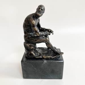 Bronze Boxer at Rest Statue-Boxer Sculpture-Boxer at Rest Figure-Roman Art Figure-Ancient Greek Statue-Sitting Boxer Statue-Famous Statue image 9