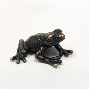 Bronze Frog Statue, Animal Sculpture, Christmas Gift, Animal Art Figure, Miniature Frog Sculpture, Collectible Miniature, Frog Sculpture