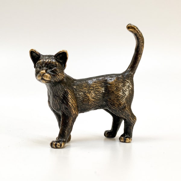 Bronze Cat Statue -Bronze Figure-Cat Sculpture -Christmas Gift-Animal Art Figure-Miniature Cat Figure-Bronze Miniature-Cat Lover