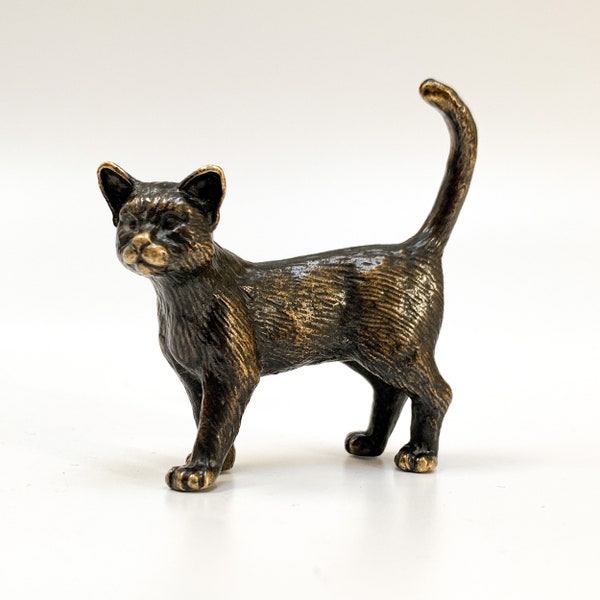 Bronze-Katzenstatue-Bronzefigur-Katzenskulptur-Weihnachtsgeschenk-Tierkunstfigur-Miniatur-Katzenfigur-Bronzeminiatur-Katzenliebhaber