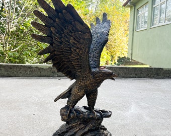 Bronze Eagle Statue, Eagle Sculpture, Eagle Figure, Bronze House Gift, Garden Decoration Figure, Garden Gift idea, Eagle lover gift