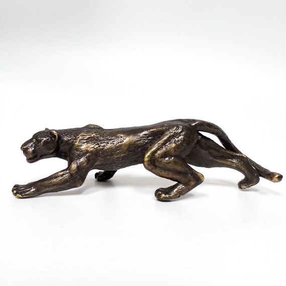 Bronze Leopard Statue Leopard Sculpture Animal Statue leopard Figurine  bronze Miniatures-decorative Gift Idea-panther Figure 