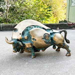 Bronze Bull Statue, Bull Sculpture, Bull Figure, Modern Statue, Housewarming Gift, Home Entryway Statue, Bronze Garden Sculpture