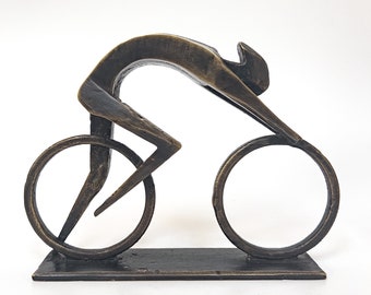 Bronze Bicycle Statue, Bicyclist Figure, Collectible Bike Sculpture, Racer Figure, Racing Cyclist Sculpture, Bicycle Award, Cyclist Gift