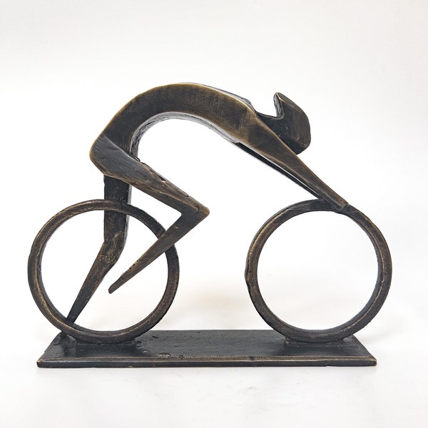 Bronzene Fahrradstatue, Radfahrerfigur, Sammler-Fahrradskulptur, Rennfahrerfigur, Rennradfahrerskulptur, Fahrradpreis, Radfahrergeschenk