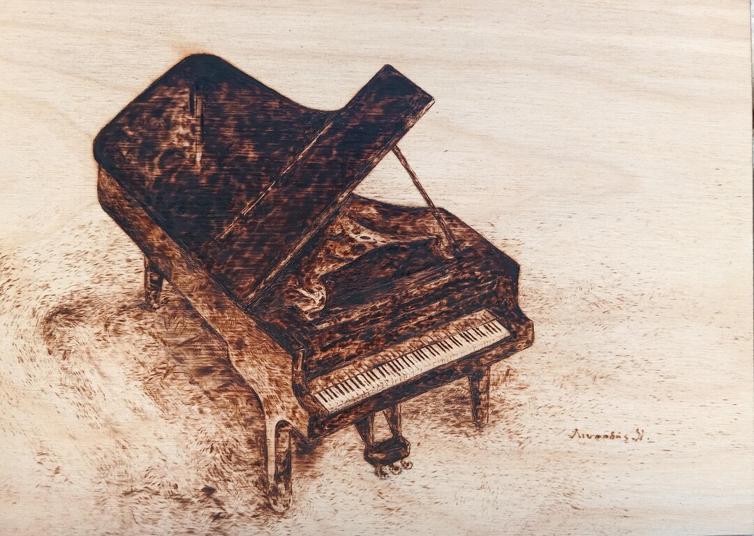 Grand Piano Music Themed Pyrography - Etsy