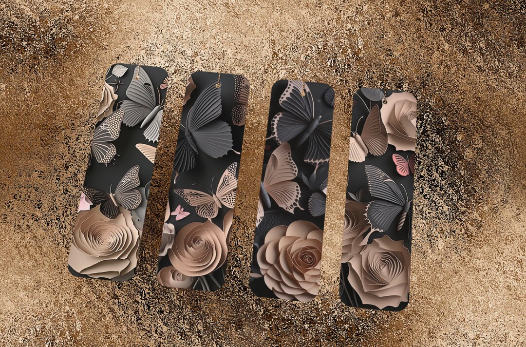 Floral Butterfly Bookmark Bundle: Printable PNG Designs (digital ...