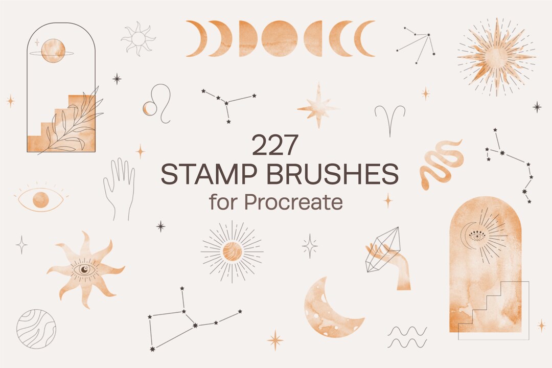 Celestial Stamp Brushes for Procreate, Procreate Stamps, Mystical Boho ...