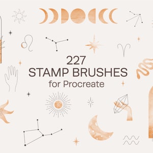 Celestial Stamp Brushes for Procreate, Procreate Stamps, Mystical Boho Stamps, Magical Stamps, Mystery, Tattoo Brushes, Zodiac Stamp Set