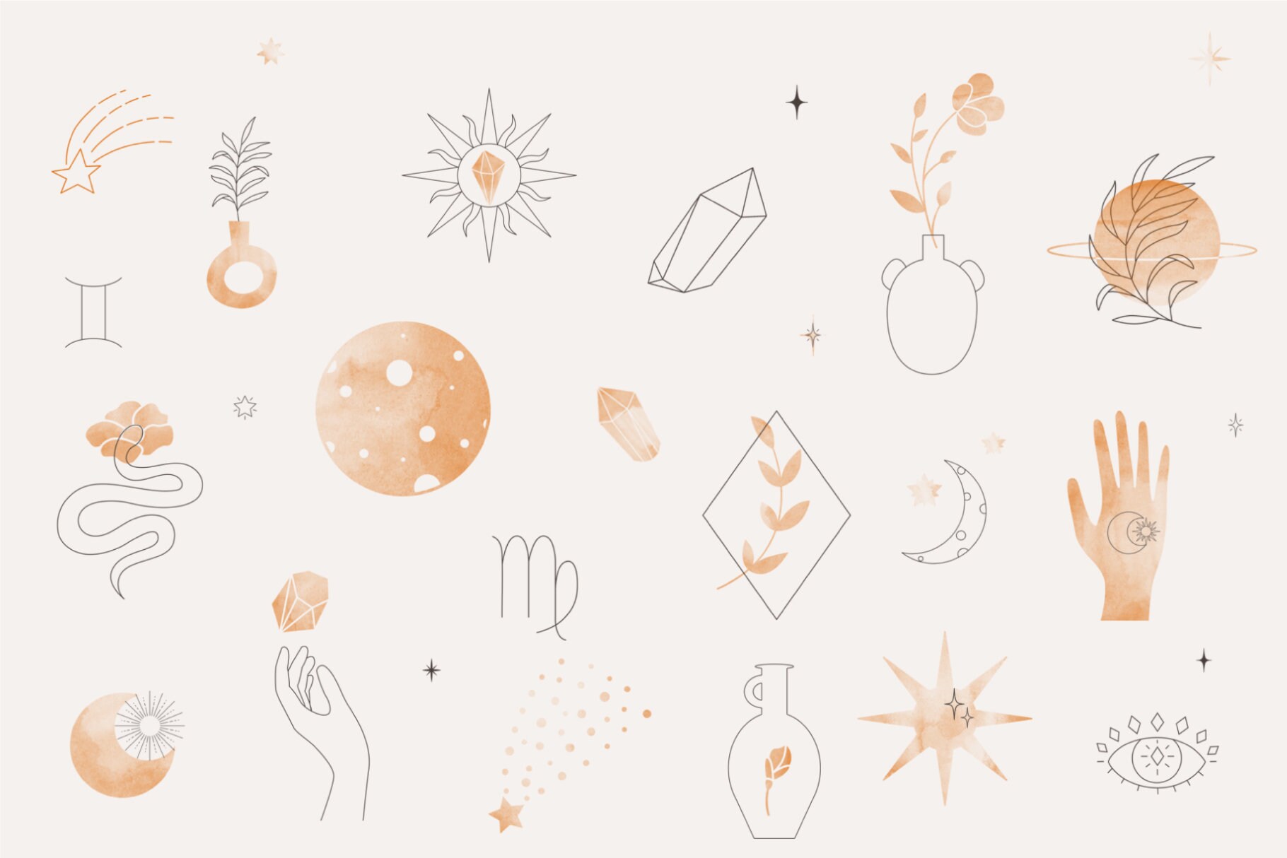 Celestial Stamp Brushes for Procreate, Procreate Stamps, Mystical Boho ...