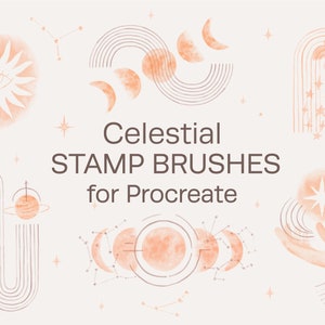 Watercolor Celestial Stamp Brushes for Procreate, Procreate stamps, Mystical Boho Stamps, Magical Stamp Set, Mystery, Astrology, Star Brush