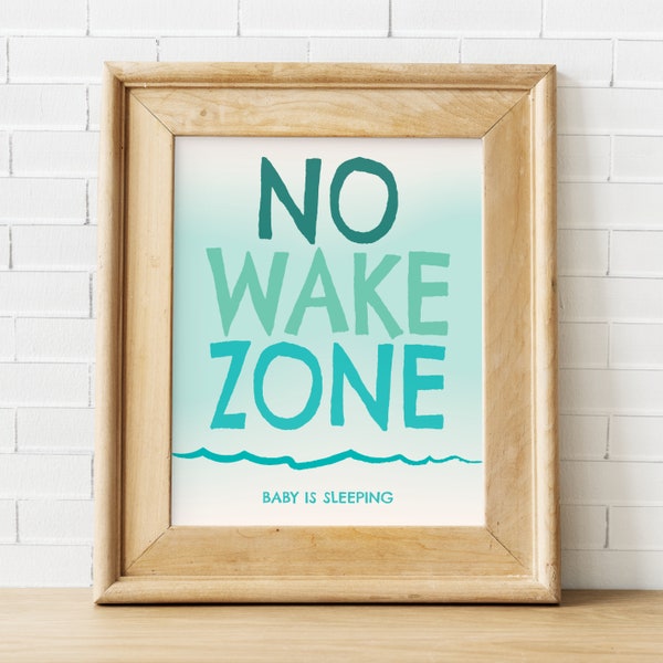 Nursery Poster, No Wake Zone Poster, Do Not Wake The Baby Poster, Nautical Themed Nursery Poster, Downloadable Poster @5DollarPosters