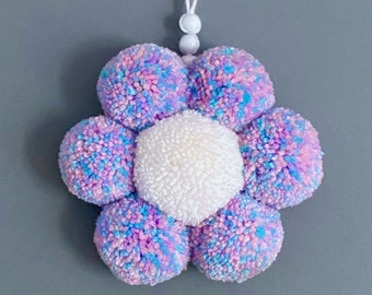 8" Pom Pom Flower | Pom Pom Daisy | Purple, Pink, Blue | Flower Wall Decor | Baby | Bedroom Decor | Nursery Decor | Girl Decor | Baby Shower