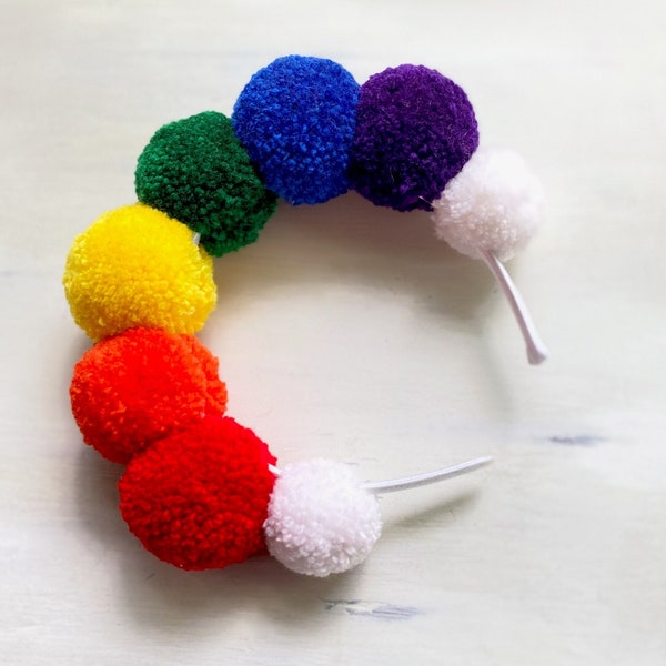 Rainbow Headband | Rainbow Hair | Pom Pom Headband | Pom Pom Hair | Hair Accessories | Headband | Gift | Pride | Pride Hair